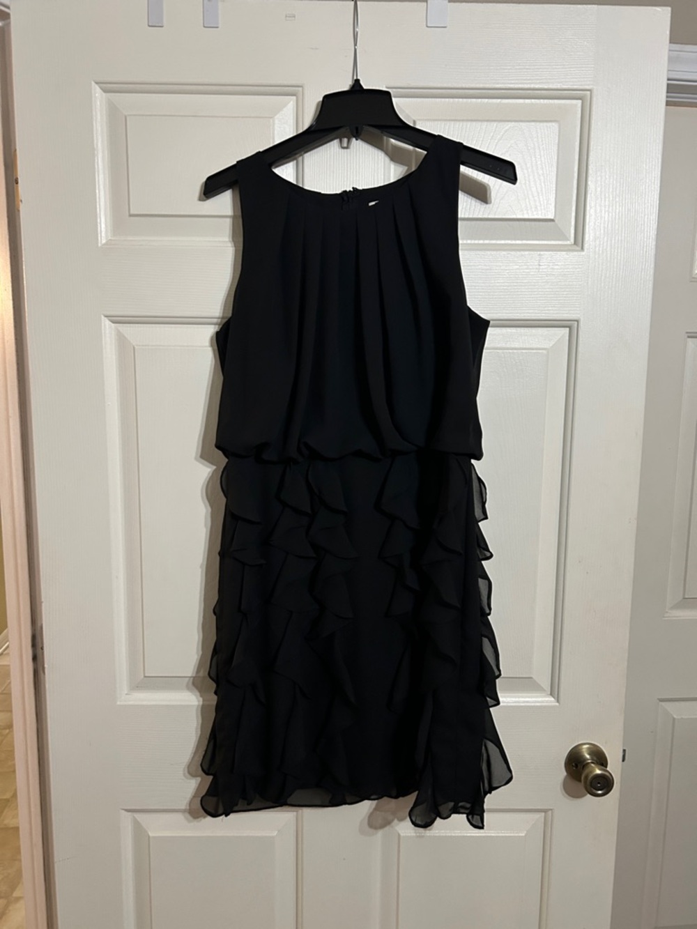 Coldwater Creek Black Sleeveless Ruffle Midi Dress